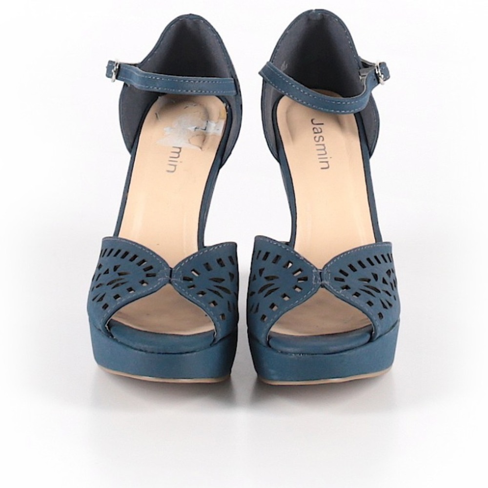 Jasmin Kerrina Wedges Blue Peep-Toe Size 6